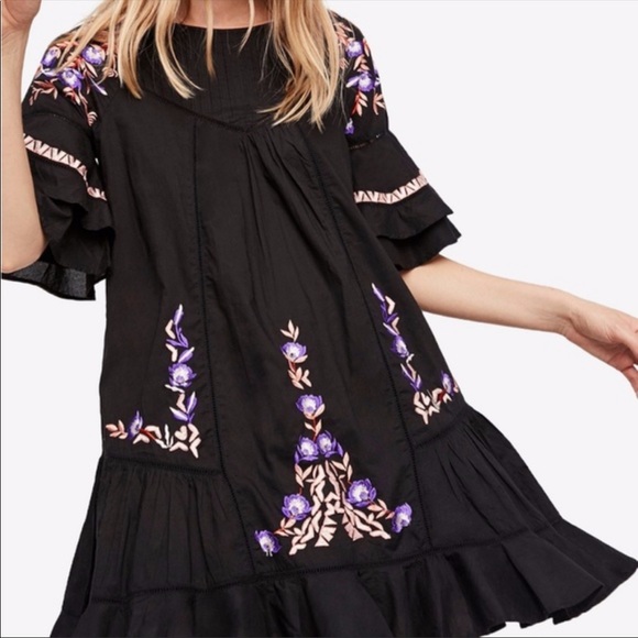 Free People Dresses & Skirts - Free People Baby Doll Floral Embroidered Dress